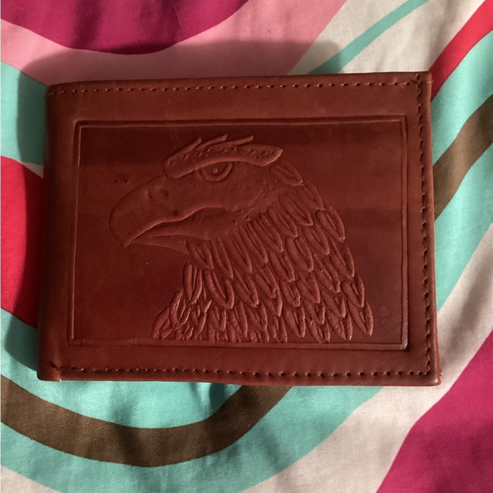 Brown Leather Wallet with Eagle Design